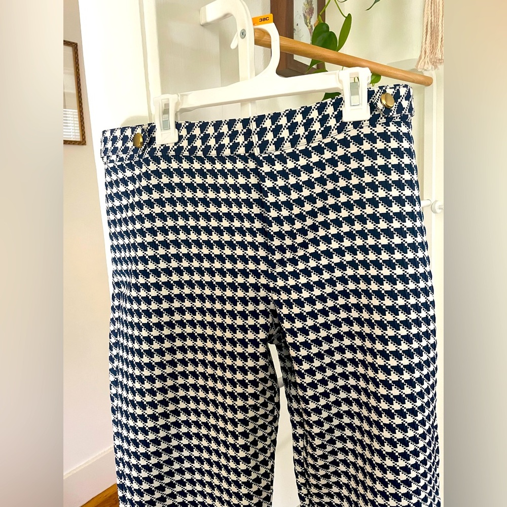 Zara Basic Navy & White houndstooth pants size L